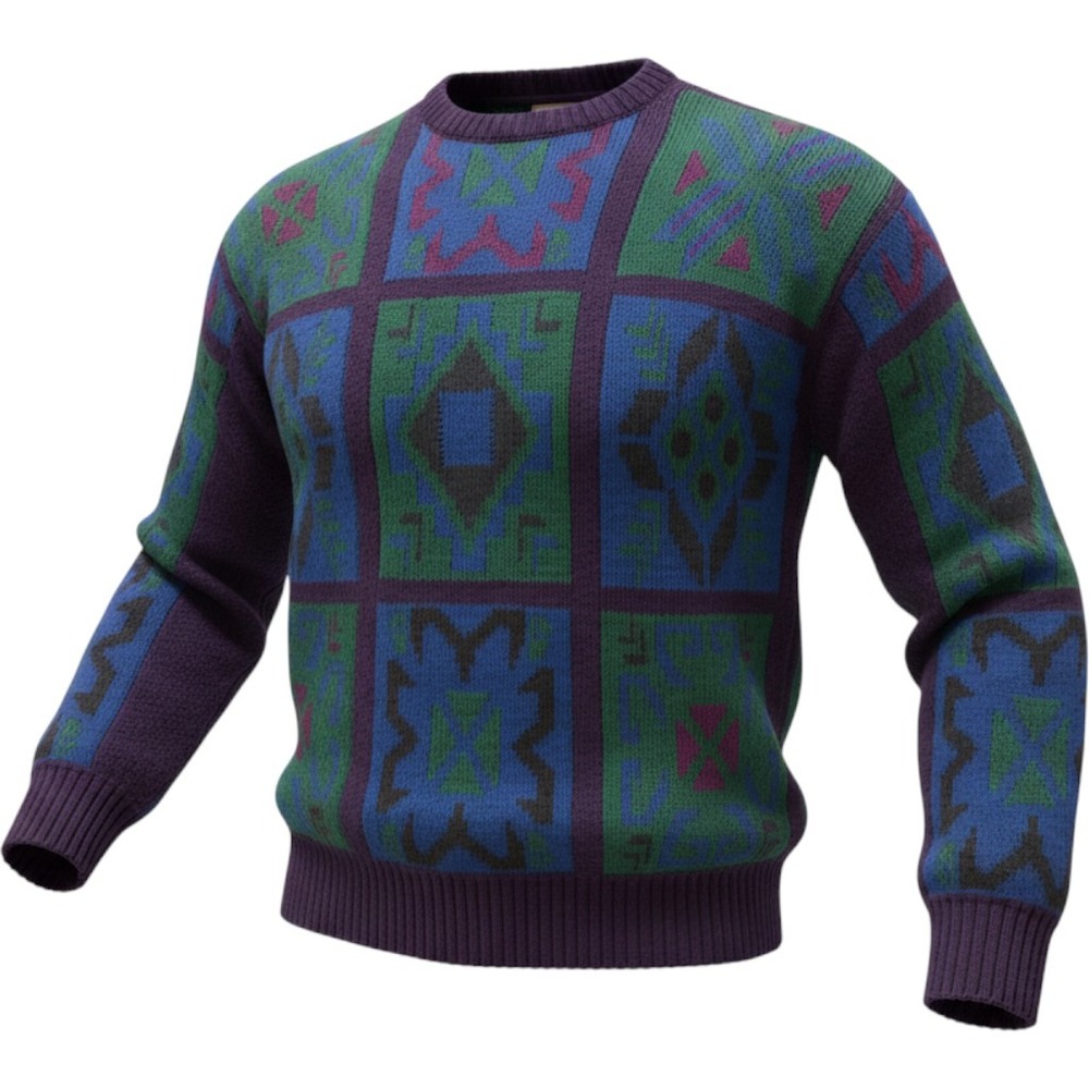 Vintage Lobo by Pendleton Southwestern Geometric Knit Sweater Purple Blue Mens M